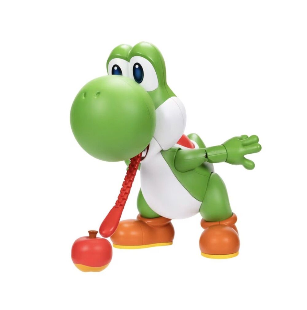 Super Mario Yum Yum Yoshi 9.5 Inch Feature Figure Extending Tongue Action New